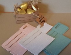 Hand stamped and cut, Blue, pink, white, tan, brown favor crate boxes Pk-20,50