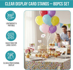 80-Count Clear Plastic Floral Card Holder Picks, 9-Inch Place Holders for Weddin