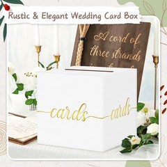 White Wedding Card Box Gold Foil Gift Card Box for Party Wedding Reception
