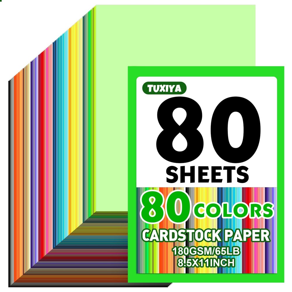 80 Sheets 8.5″ X 11″ Colored Cardstock, 80 8.5 X11in 80p, Assorted Colors