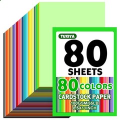 80 Sheets 8.5″ X 11″ Colored Cardstock, 80 8.5 X11in 80p, Assorted Colors