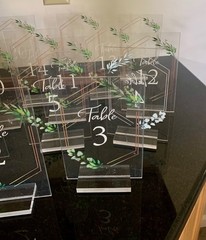 Table Numbers 1-20 Acrylic Wedding & Party Set / Stands Hand Painted