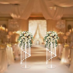 2Pcs Flower Vase Column Flower Stand Tall Vases for Wedding Party Centerpieces