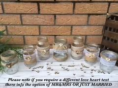 Rustic Wedding Jars Mixed Glass Table Centrepiece Love Heart Hessian Vintage X7