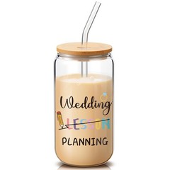 Zhehao 16 Oz Teacher Wedding Lesson Planning Glass Cup with 16 Ounces, Clear