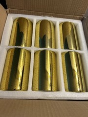 Glasseam 12-Gold Cylinder Vases/Pillers For Candles/Center Pieces 6-6” & 6-4”