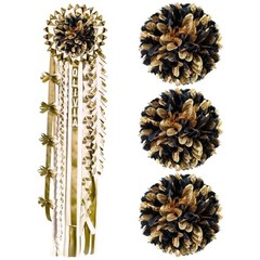 Knitgrip 3 Pcs Homecoming Mum Flowers 6.5″ Silk Homecoming Mum – Black and Gold