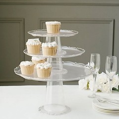 3 Cleat Plastic Stackable Pedestals Round Cupcake Display Stands Set Party Event