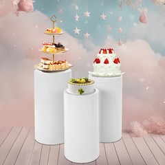 3 Piece Round Cylinder Pedestal Stands For Party Wedding Party Display Decor