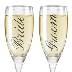 Bride and Groom Champagne Glasses Set of 2 – 6 oz – #6049