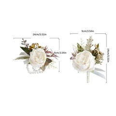 Romantics Champagne Wrist Flower and Boutonniere for Wedding Celebration Party