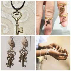 150 Pcs Vintage Skeleton Key Set Charms DIY Pendant for Jewelry Antique bronze