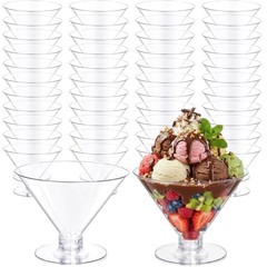100 PCS Plastic Martini Glasses – 5oz Disposable Cocktail Coupe Glasses – Clear