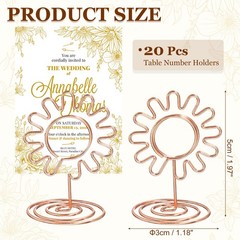 20Pcs Cards Stand Menu Clips Sunflowers Card Photo Holders Rose Gold