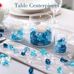 DomeStar Premium Blue Fake Ice, 150PCS 2.5Cups Acrylic Ice Rocks Plastic Rocks