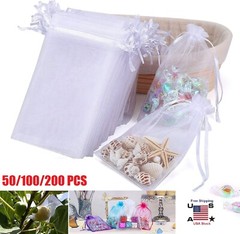 50/100/200×Organza Gift Bags Wedding Favor Party Sheer Candy Bag Jewelry Pouches