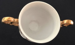Vintage~50th Anniversary Chalice/Stemmed Cup w/2 Handles~Gold Trim & Flowers