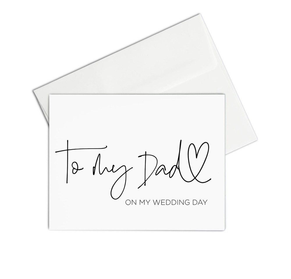 to My Dad on Wedding Day Card – Brides Father of The Groom Gift Black Ink
