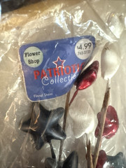 Lot of 5 Patriotic Flower stems The Flower Shop 16” red white blue stars