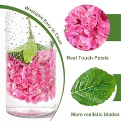 4 Pcs Artificial Hydrangea Silk Flowers with Stems, 19.7″ Faux Rose Pink