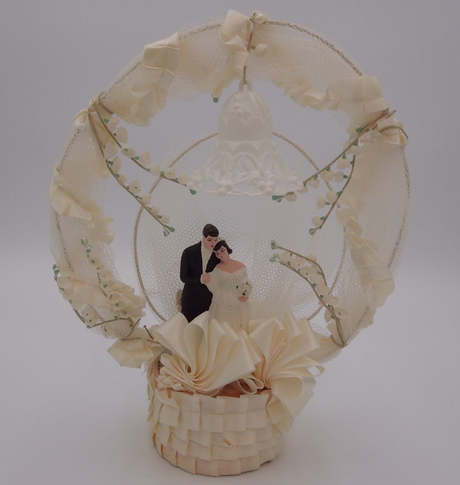 Vintage Bride & Groom Wedding Cake Topper or Wedding Shower Centerpiece