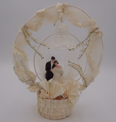 Vintage Bride & Groom Wedding Cake Topper or Wedding Shower Centerpiece
