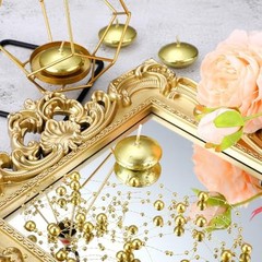 40 Pcs Wedding Floating Candles Pearl Strings for Centerpieces Small Gold