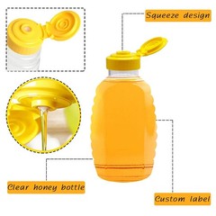 Qinsihwn 8 Pack 16oz Clear Plastic Honey 8 PCS Bottles