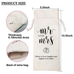 LANBAIHE Mr and Mrs Wine Bag, Wedding Shower Gifts Large, Mr&Mrs-Beige