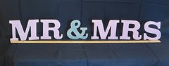 «MR & MRS» HAND MADE – STANDUP WOOD SIGN – PAINTABLE – EUC!*!