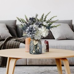 Fake Flowers in Vase,Faux Flowers in Vase,Table Centerpieces for Dining Blue