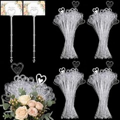 500 Pcs Clear Heart Shaped Floral Picks – Wedding Place Card Holders Clips, 9