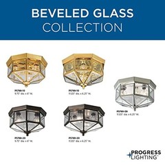Three-Light Beveled Glass 9-3/4″ Close-to-Ceiling Brass