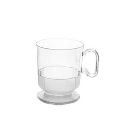 10 CLEAR 5 oz Plastic DISPOSABLE Coffee CUPS Handle Wedding Events Tableware