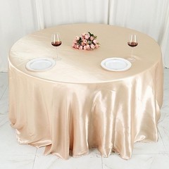 Balsa Circle Beige Satin Round Tablecloth 132 in for 132″ (Round),