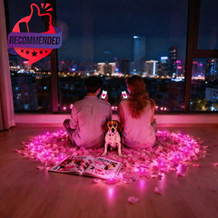 500pcs Rose Petals With 12 Led Tea Lights Candles Set, Pink Artificial Rose