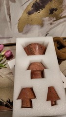 Natural Red Travertine Stone Ornament – Christmas Tree & 3 Candle Holders Set