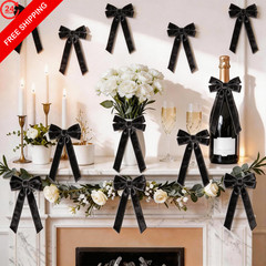 12 Pcs Black Velvet Bows, 5 x 10 Inch Ribbon Bows 5 x 10 Inch,