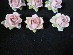Lot of 10 Handarbeit Germany Porcelain Pink Cabbage rose Place card holders