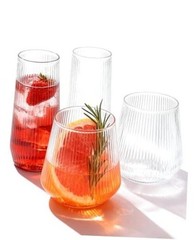 48 Pack Disposable Ribbed Origami Ripple Plastic Glasses Set – 24 Clear48Pack