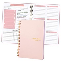 Undated Weekly Planner—A5—Personal Goals Journal—Light Pink—Non-Dated