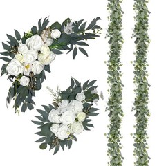 Wedding Arch Swag, White Pink Rose Eucalyptus Greenery Arrangement