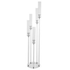 5-Arm Candle Holder Acrylic Clear Freestanding Candle Holder with Candle Cover