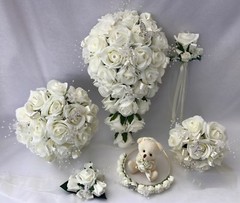 Wedding bouquets Flowers Ivory Buttonholes posy Bride Bridesmaid wand corsage