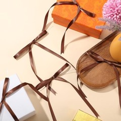 Bows 5 x 7 Inches Twist Tie Ribbon Bows for Cake 24 Pcs Ribbon Bow for Brown