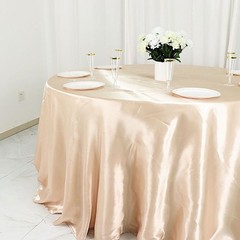 Balsa Circle Beige Satin Round Tablecloth 132 in for 132″ (Round),