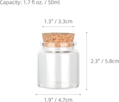 Magic Season Decorative Round Glass Bottles with Cork Stoppers (2 1.7 fl oz.