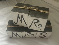 Wooden Table Decorations Set, Wedding Romantic Theme, White & Black, Reusable