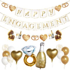 Pirese Happy Engagement Banner, Just Engaged Gold