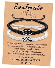 Matching Bracelets for Couples Anniversary Couple Gift Soulmate(White & Black)